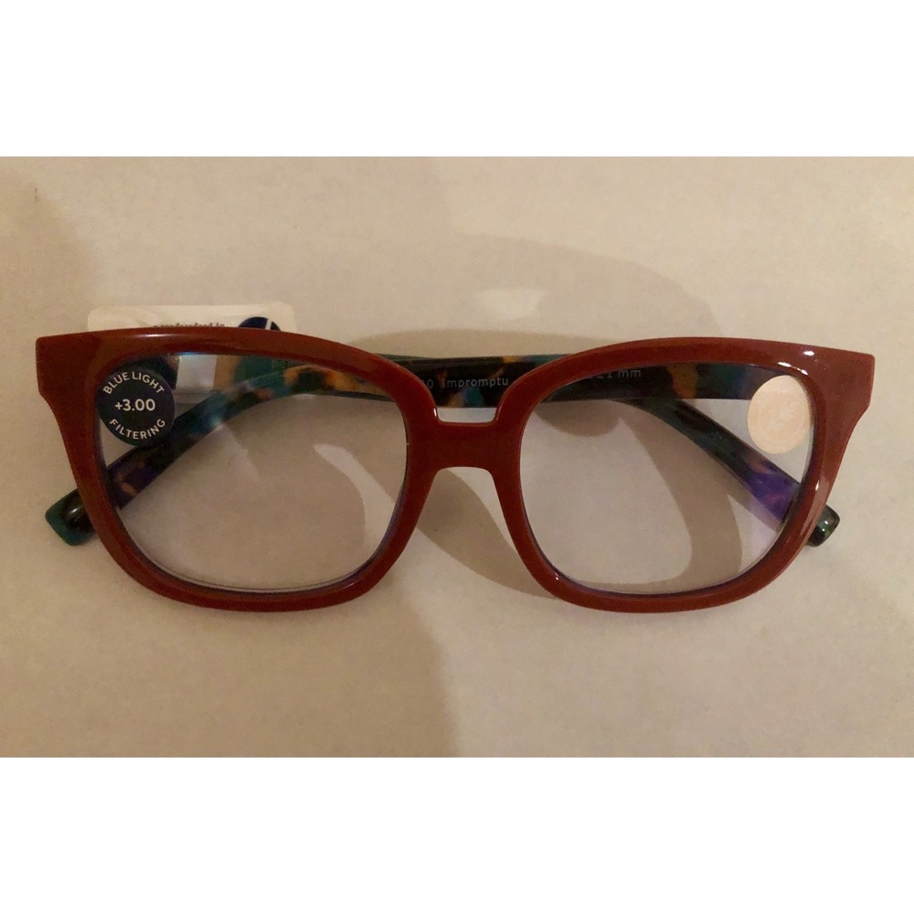 New Impromptu Red PEEPERS BLUE LIGHT FILTERING Readers +3.00